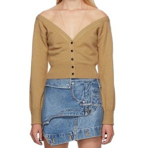 ALEXANDER WANG Beige Fitted Cropped Cardigan S